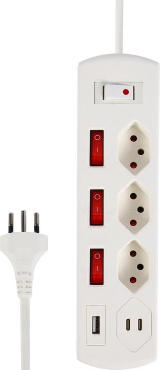 Image du produit Schoenenberger Prises multiples (6 x, Type 13, USB-A, USB-C, 2 m)