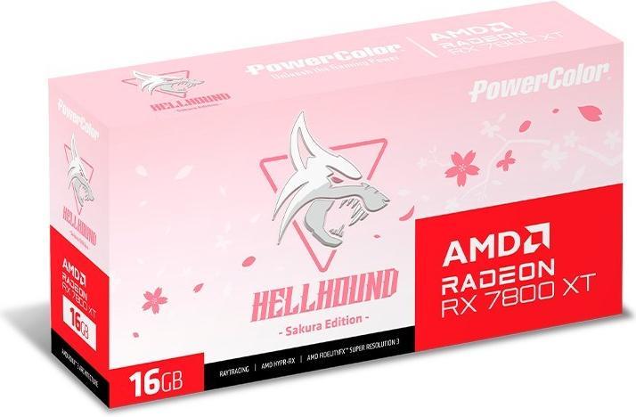 Image du produit Powercolor RX 7800 XT Hellhound Sakura White 16GB OC (16 Go)