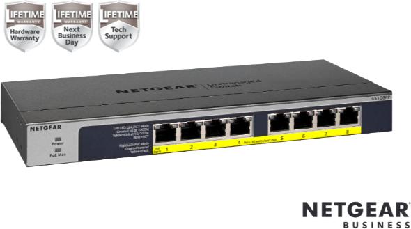 Actual product image Netgear Gs108pp (8 Ports)