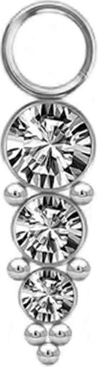 Produktbild Star Piercing Anhänger silber drei Kristalle silber mit Kugeln (ohne Messing, Chirurgenstahl 316L)