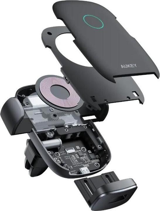 Actual product image Aukey Wireless Charging Phone Mount Navigator Wind II HD-C52 Black, Built-in charger