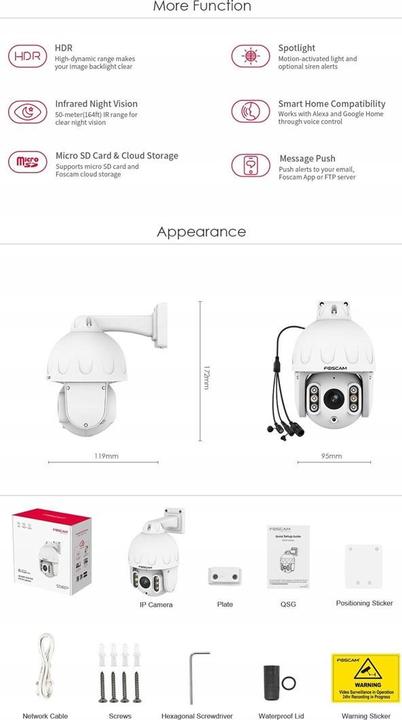 Actual product image Foscam Camera SD8EP 8MP Biała (3840 x 2160 pixels)