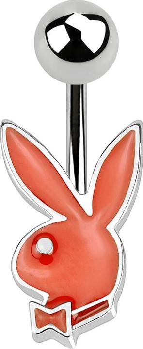 Star Piercing Micro Banane silber Kugel und Playboy Bunny rot (Chirurgenstahl 316L)