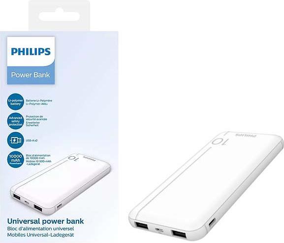 Actual product image Philips Jaunums! Akcija! mobilā uzlādes iekārta, balts (10000 mAh, 37000 Wh)