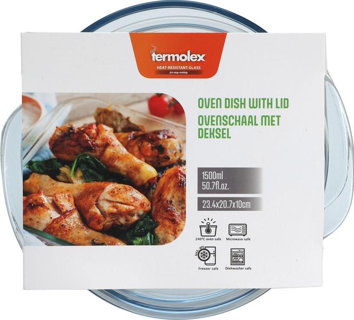 Image du produit Koopman Plat à four en verre avec couvercle 1500 ml