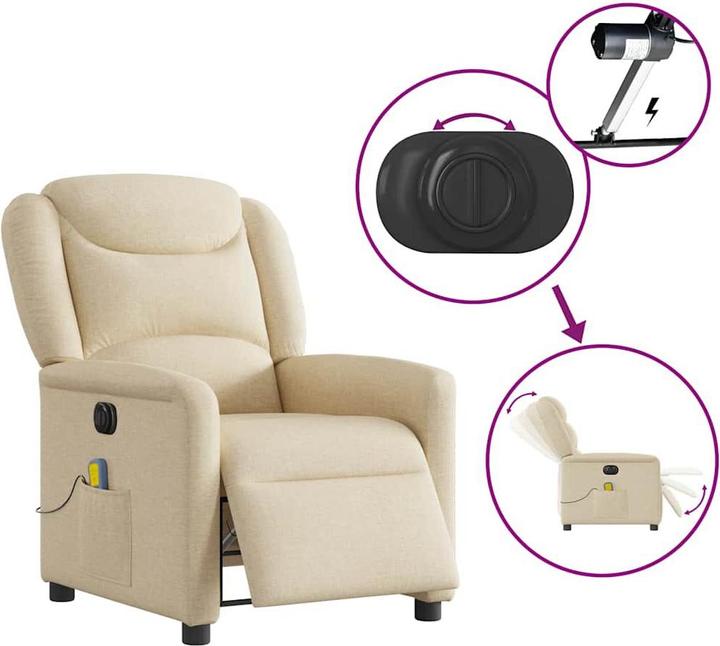 Immagine prodotto VidaXL Sedia da massaggio elettrica in tessuto crema
