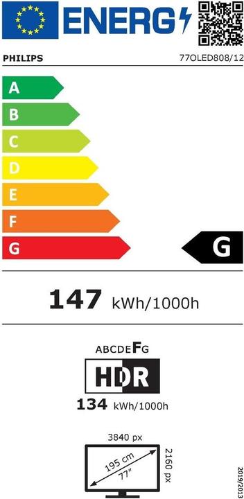 Energy Label Philips 77OLED808/12 (77", OLED808, OLED, 4K, 2023)