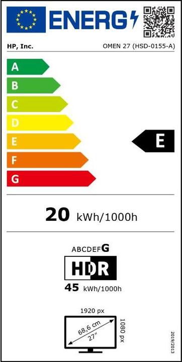 Energie-Label HP Omen 27k (3840 x 2160 Pixel, 27")