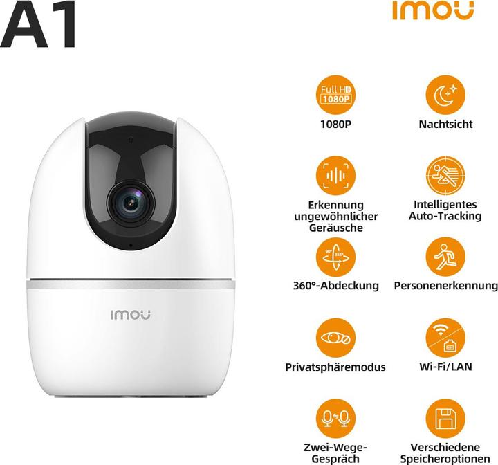 Image du produit Imou A1 WiFi Pan&Tilt Caméra de surveillance couverture 360 (1920 x 1080 Pixels)