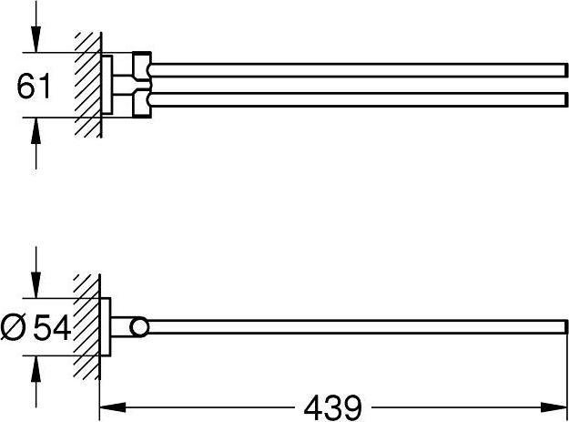 Actual product image Grohe Towel rail ESSENTIALS, 2-arm, swivelling, 450mm matt black