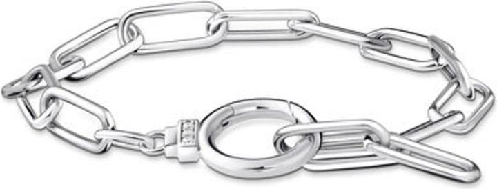 Thomas Sabo Gliederarmband mit Ringverschluss und weissen Steinen Silber (19 cm, 925er Silber)