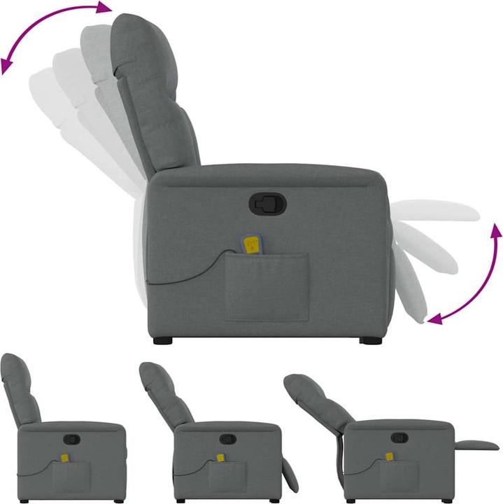 Actual product image VidaXL Massage chair with stand-up aid dark grey fabric