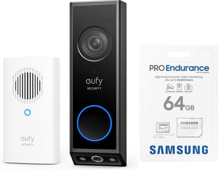 Actual product image eufy E340 2K Wireless video doorbell including chime + samsung microSDXC 64GB Pro - discount bundle