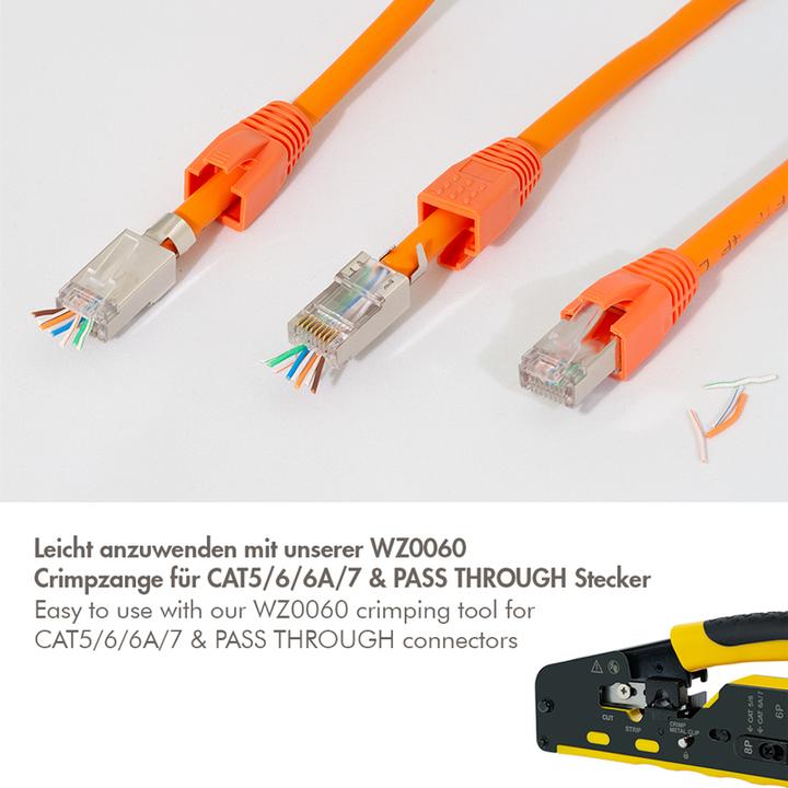 Produktbild LogiLink Cat.6A RJ45 Modular Stecker für Cat.6A & Cat.7 Verlegekabel, 10er Pack (Netzwerkkabel Stecker)