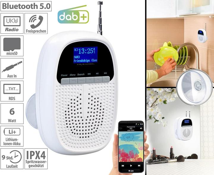 Produktbild VR-Radio Badezimmer-Akku-Radio (FM, DAB+, Bluetooth)