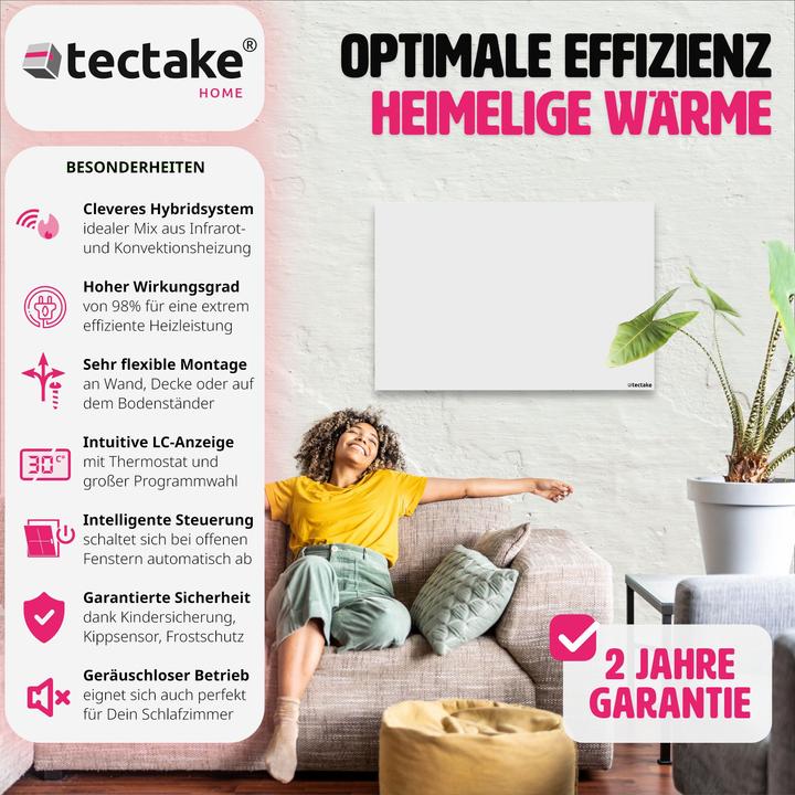 Produktbild tectake Hybrid Infrarotheizung mit Thermostat und Überhitzungsschutz (300 W)