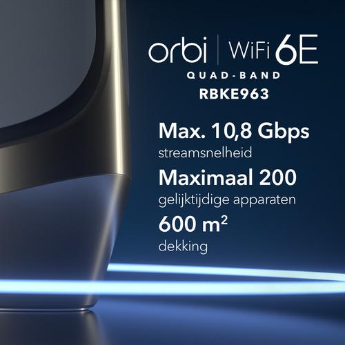 Immagine prodotto Netgear ORBI RBKE963-100EUS, AX11000, Quad-band WiFi 6E Mesh System