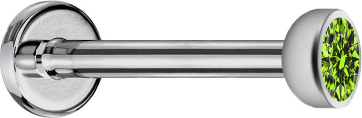 Star Piercing Micro Labret Innengewinde silber mit Halbkugel Kristall hellgrün (ohne Messing, Titan G23)