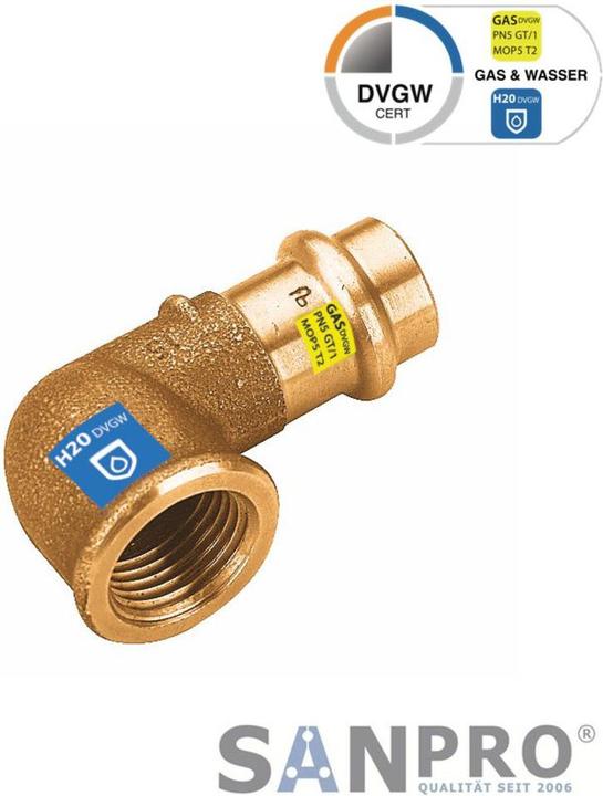 Sanpro CUPRESSK Pressfitting 90° elbow - bend with internal thread V 12 - 1/2" (Press connection)