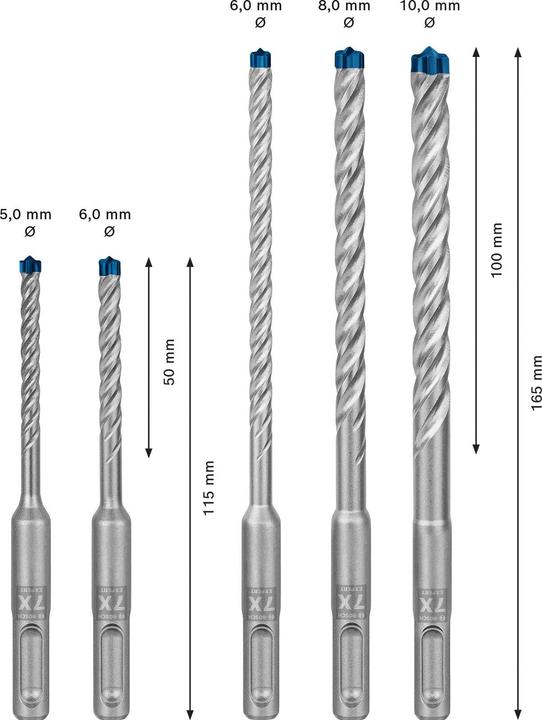 Actual product image Bosch Professional Zubehör EXPERT SDS plus-7X hammer drill bit set, 5/6/6/8/10 mm, 5 pcs. (5, 6, 8, 10 mm)