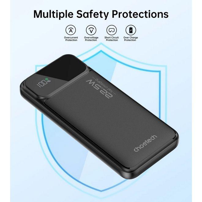 Produktbild Choetech B728 Powerbank 10000 mAh 22,5 W PD USB-A / USB-C – schwarz (10000 mAh, 22.50 W, 22.50 Wh)