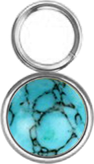 Star Piercing Anhänger silber ein Türkis Stein (ohne Messing, Chirurgenstahl 316L, Mineralisch)