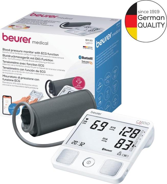 Beurer Blutdruckmessgerät mit EKG Funktion BM 93 (Blutdruckmessgerät Oberarm)