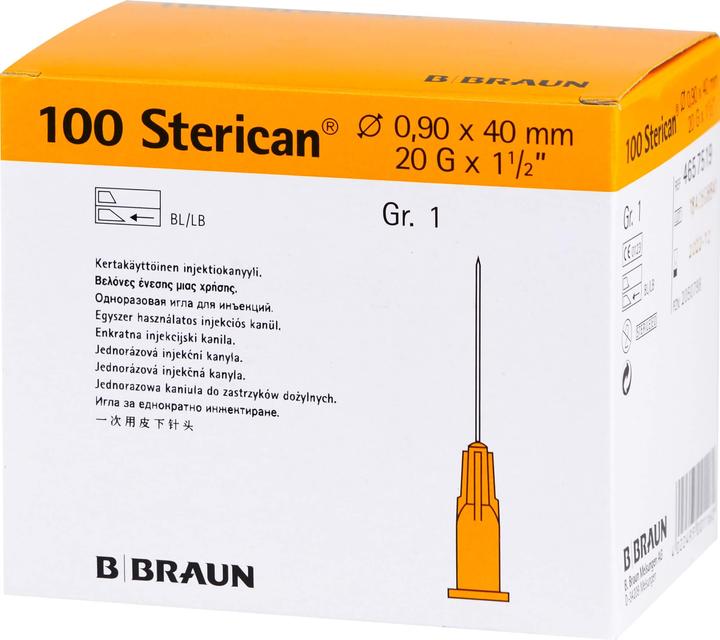 B.Braun Nadel 20G 0.90 x 40mm gelb Luer, 100 Stück