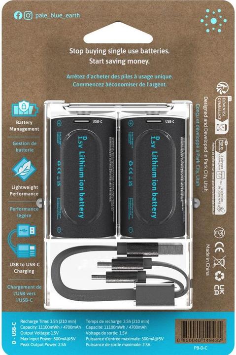Image du produit Pale Blue Battery D USB-C (2 pcs, D, 5000 mAh)