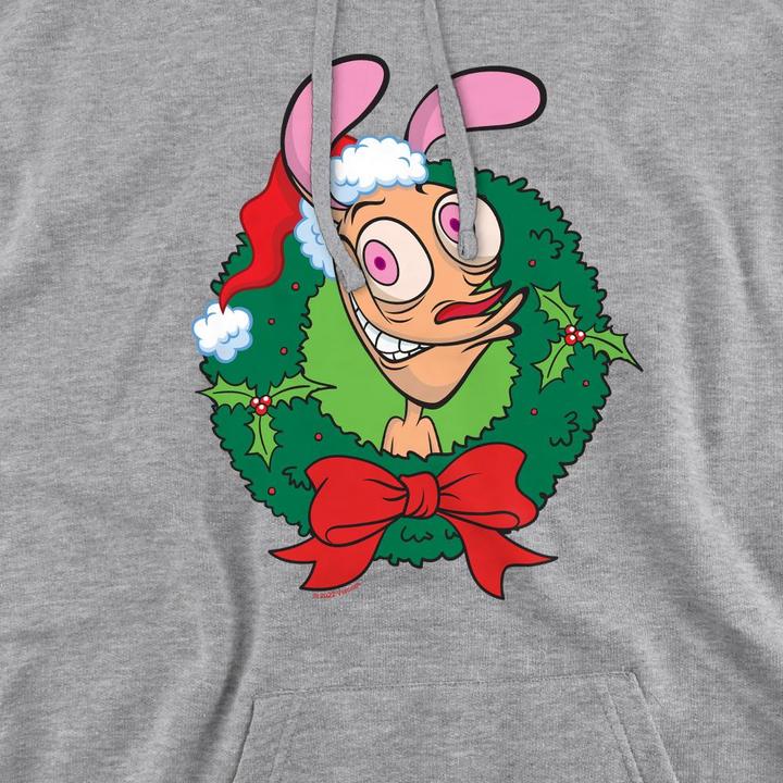 Immagine prodotto Ren & Stimpy Felpa con Cappuccio Natale Corona di Fiori Uomo (S)