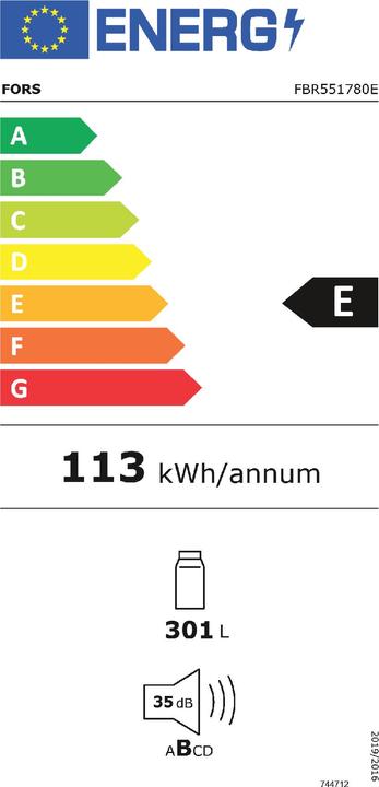 Label énergétique Fors Kühlschrank Einbau FBR 551780 E