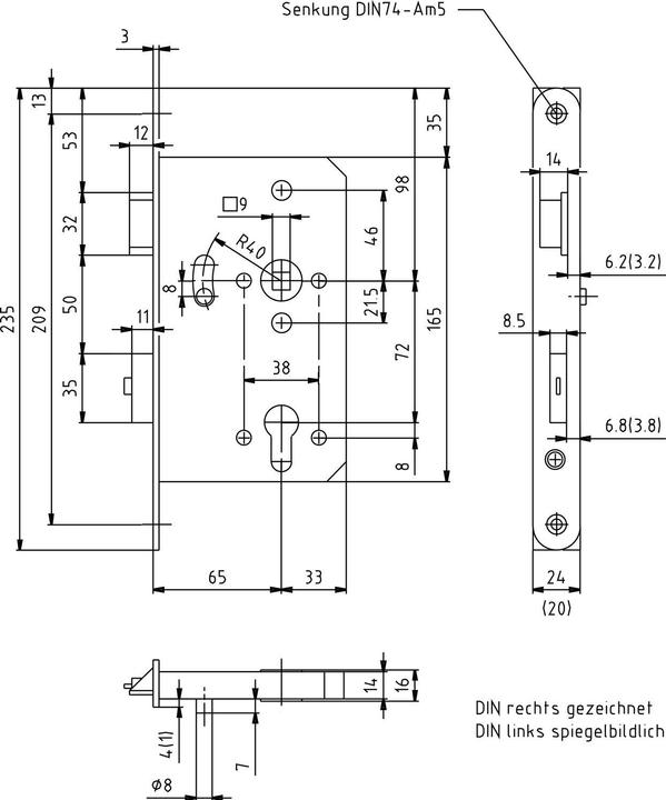 Actual product image BMH Escape door main lock 1122, 2-leaf function B/EN 179, left, DM65, stainless steel