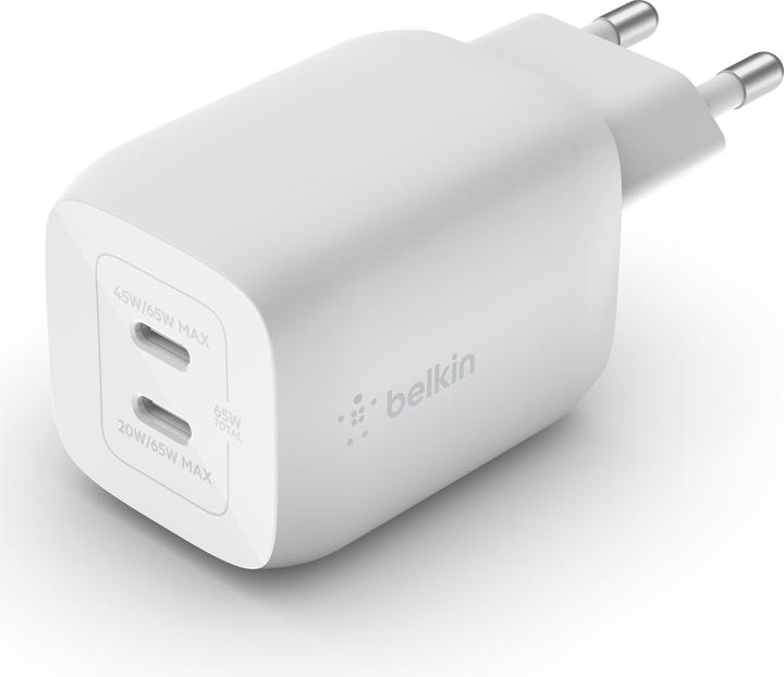 Produktbild Belkin Dual USB-C GaN Ladegerät mit Power Deliver und PPS Technologie inkl. 2 Meter USB-C Kabel (65 W)