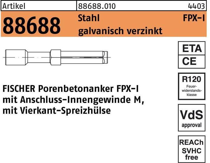 Image du produit Fischer Ancrage pour béton cellulaire FPX M 10 I (1 pcs)