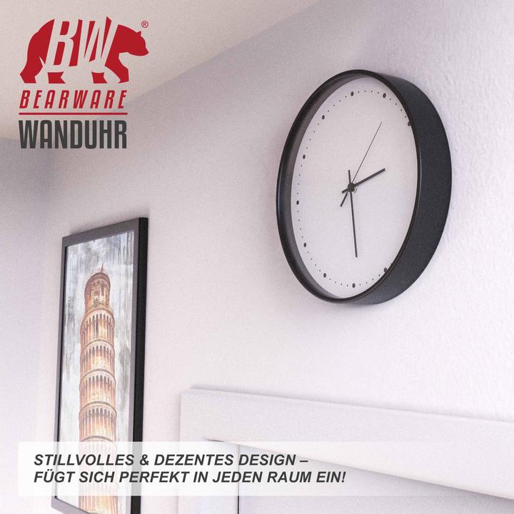 Actual product image Bearware Radio-controlled wall clock, round 24.8 cm diameter, analogue display, DCF signal, battery (24.80 cm)