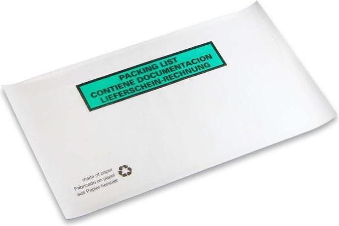 Transpak Dokumententaschen Masse 240x130mm weiss DIN-Lang Pergaminpapier Lieferschein/Rechnung