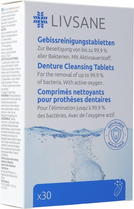 Livsane Comprimés de nettoyage du mors (Accessoires pour prothèses dentaires)