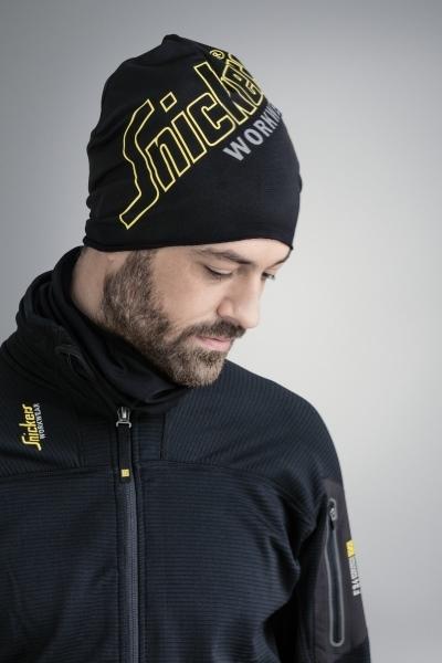 Actual product image Snickers FlexiWork beanie 9030 one size logo sort (One size)