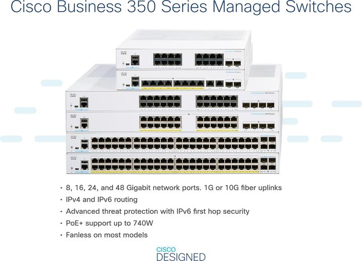Produktbild Cisco Business 350 Series CBS350-24XS - Switch - L3 - Managed - 20 x 10 Gigabit SFP+ + 4 x combo 10G
