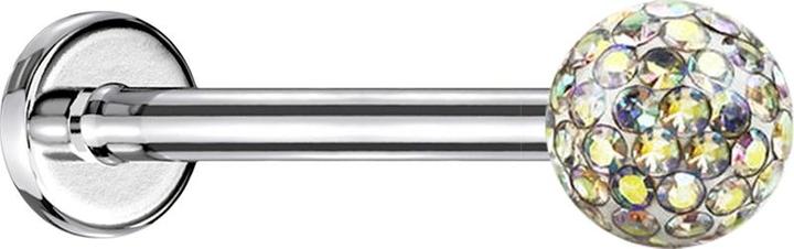 Produktbild Star Piercing Micro Labret silber mit Kristallkugel multicolor und Epoxy Schutzschicht (ohne Messing, Chirurgenstahl 316L)
