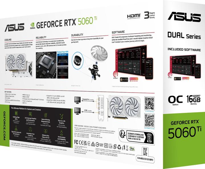 Produktbild ASUS DUAL-RTX5060TI-O16G-WHITE 16GB GDDR7 HDMI DP