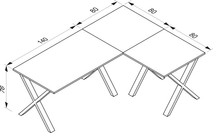 Image du produit VCM Mobilier de bureau Bureau d'angle Lona T. 80 cm X Argent (220 x 80 x 76 cm)