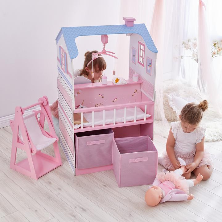Image du produit Teamson Olivia's Little World Wickelstation fr Baby-Puppen mit Aufbewahrung Puppenhaus, Rosa