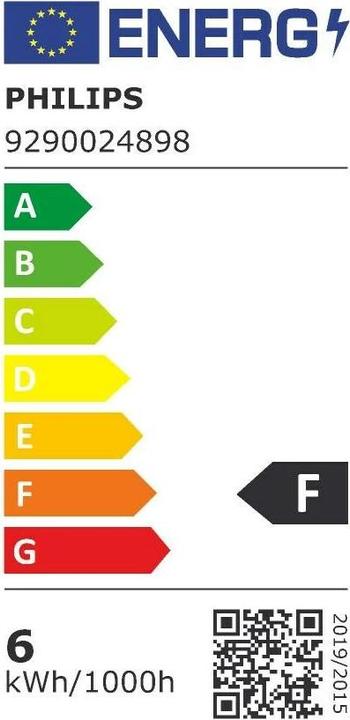 Energy Label Philips White Ambiance light source (E27, 9 W, 806 lm, 3 x, F)