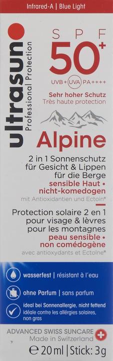 Produktbild Ultrasun Alpine (Sonnenstick, Sonnencreme Gesicht, SPF 50+, 20 ml, 40 g)