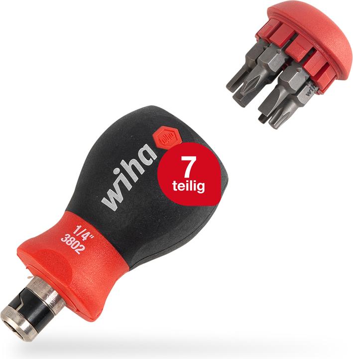 Image du produit Wiha Tournevis avec magasin d'embouts Stubby (Vis fendues, Clé Allen, Torx (TX), Cruciforme PZ, Recouvrement cruciforme Phillipps (PH))