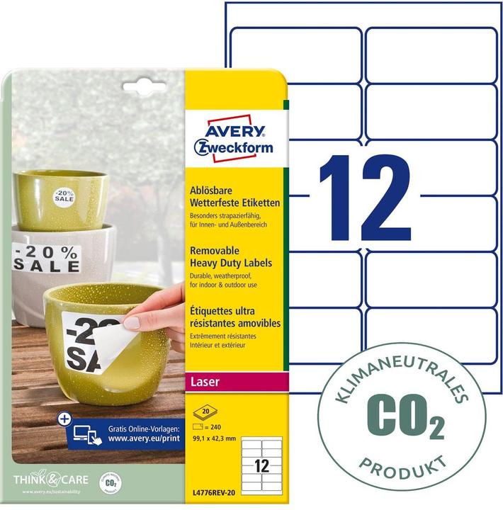 Produktbild Avery Wetterfeste Etiketten, ablösbar