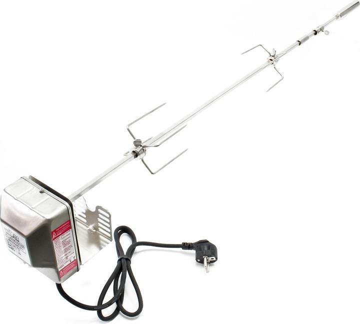 Wiltec BBQ Grillspiess Edelstahl 97cm 230V Drehspiess Rôtisserie Fleischnadel Schaschlik