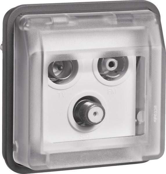 Actual product image Berker Antenna socket insert 3hole SAT W.1 grey (Plug socket)