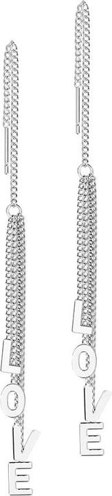 Star Piercing Ohrstecker silber freifallende Kette Buchstabenbaum Love (ohne Messing, Chirurgenstahl 316L)